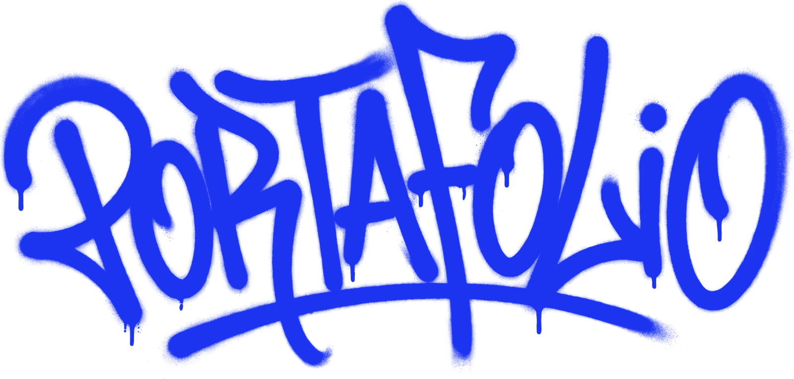 Portafolio, escrito en graffiti azul